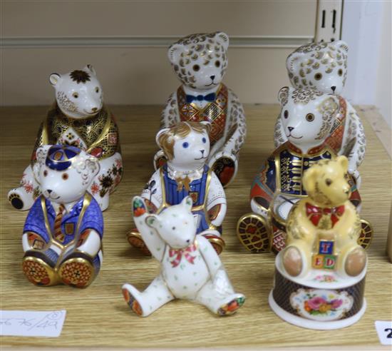 Eight Worcester, Derby and other teddy bears